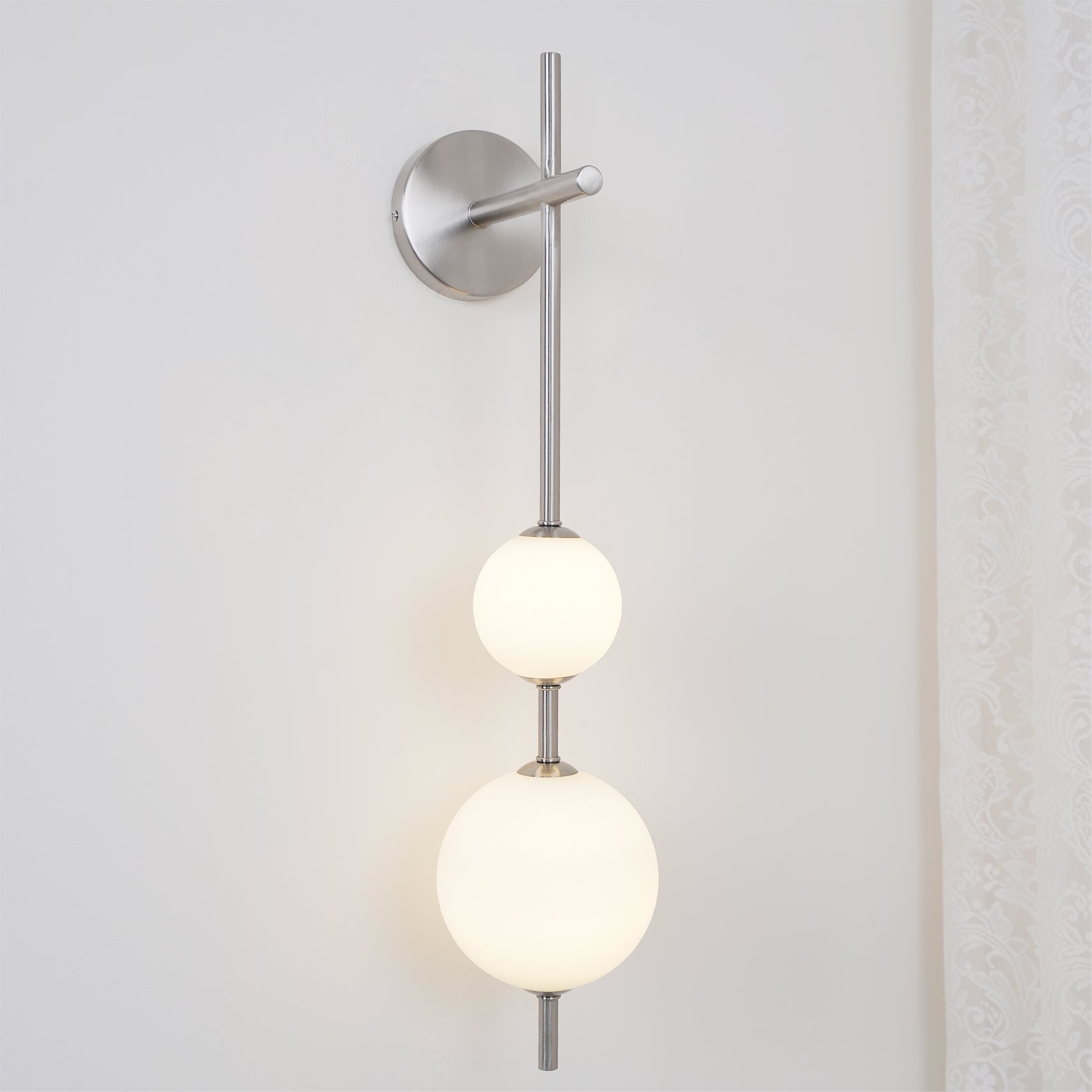 Vertical Wall Light | Dual Frosted Globes Linear Sconce Fixture