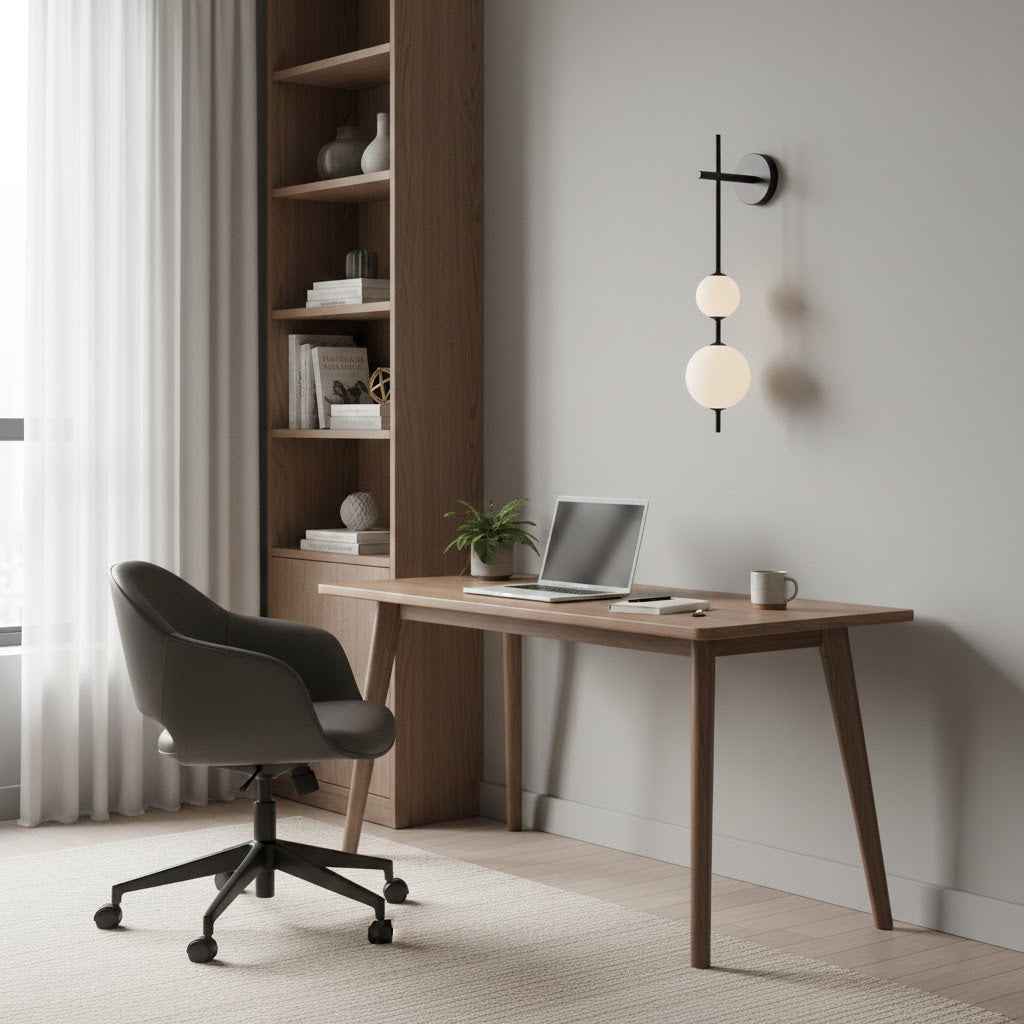 Vertical Wall Light | Dual Frosted Globes Linear Sconce Fixture