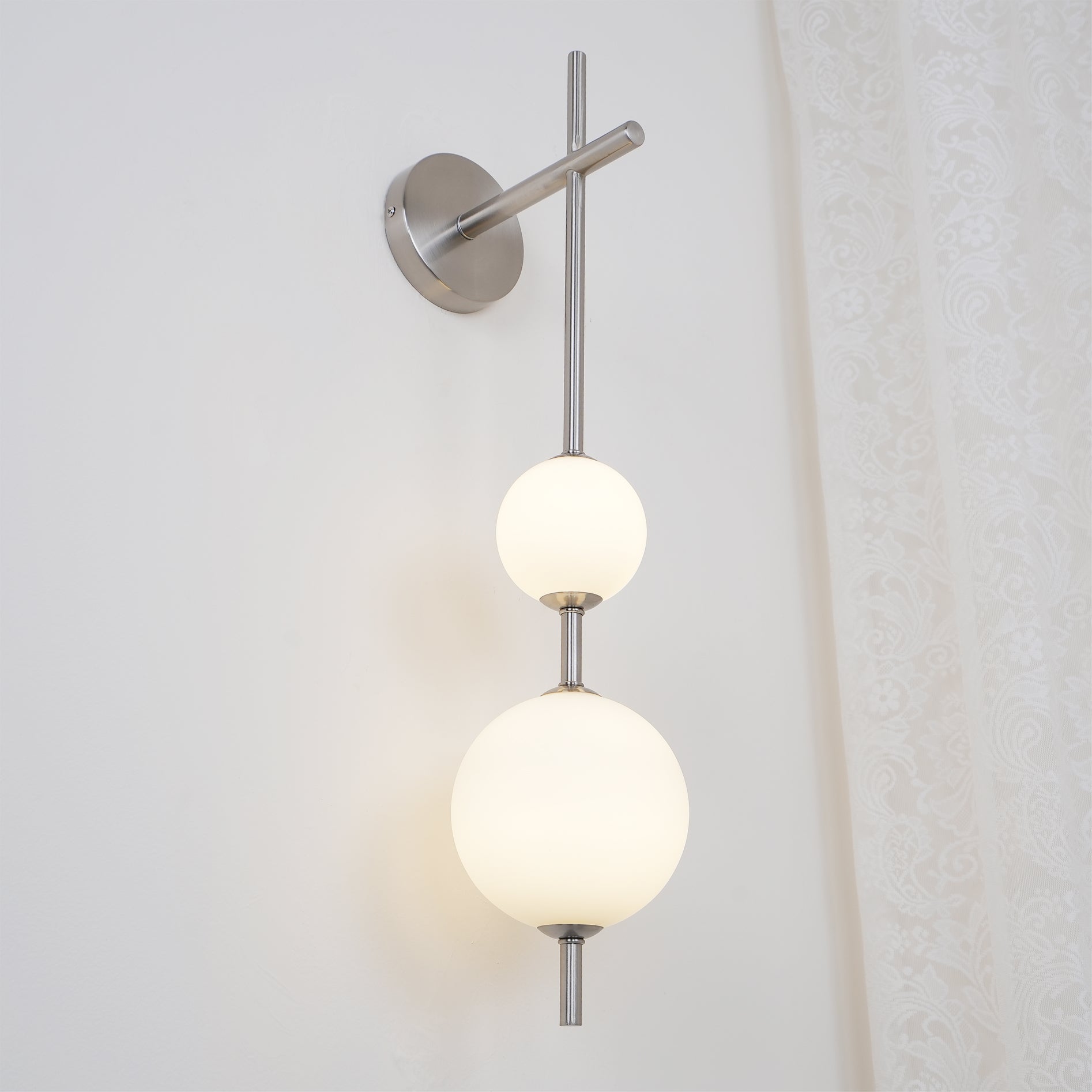 Vertical Wall Light | Dual Frosted Globes Linear Sconce Fixture