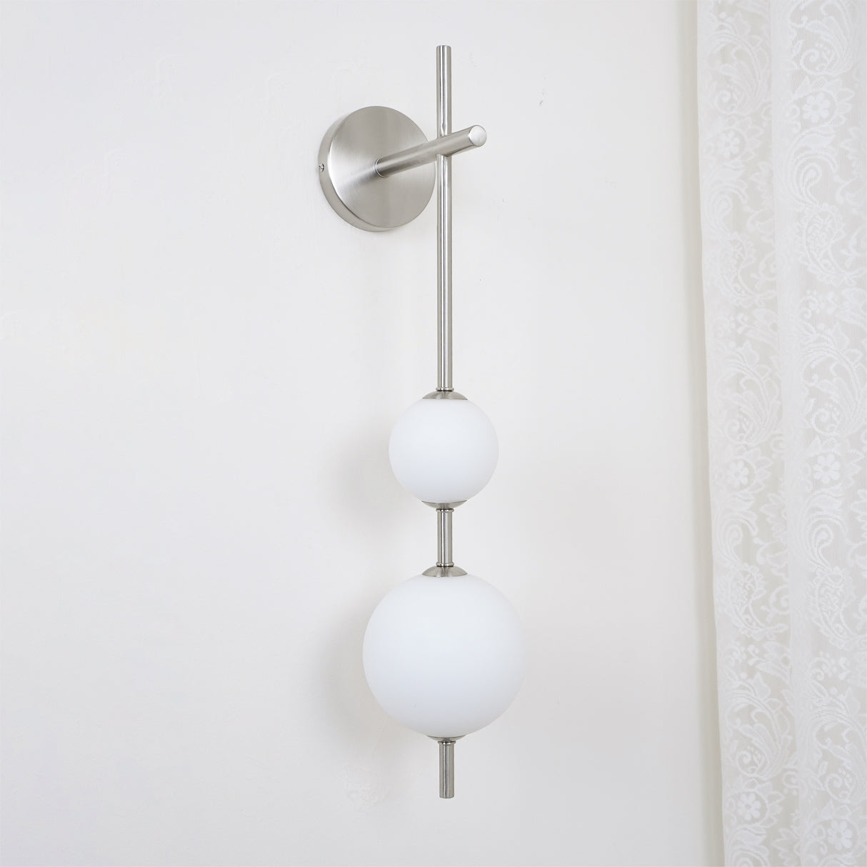 Vertical Wall Light | Dual Frosted Globes Linear Sconce Fixture
