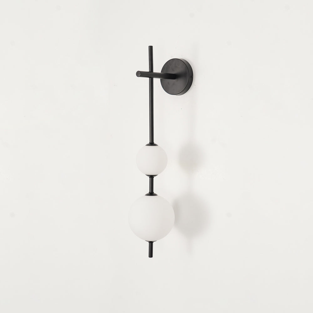 Vertical Wall Light | Dual Frosted Globes Linear Sconce Fixture