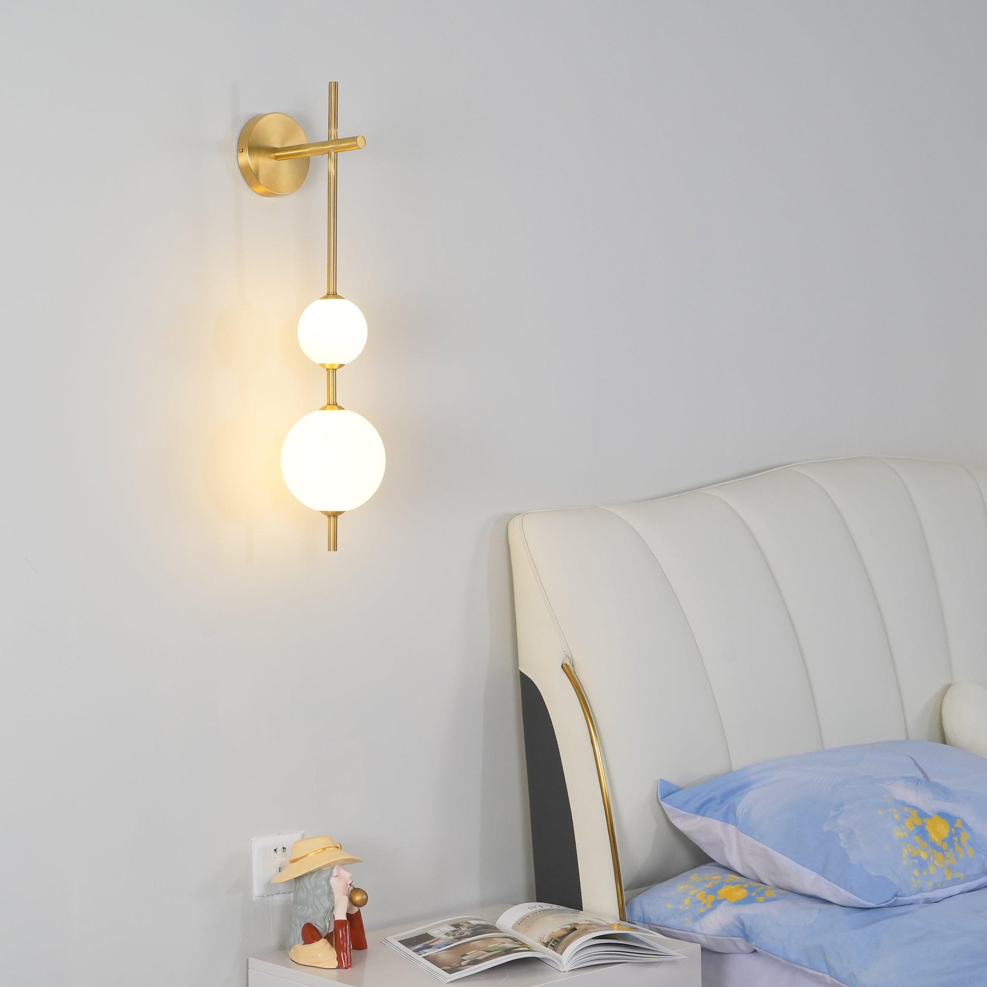 Vertical Wall Light | Dual Frosted Globes Linear Sconce Fixture