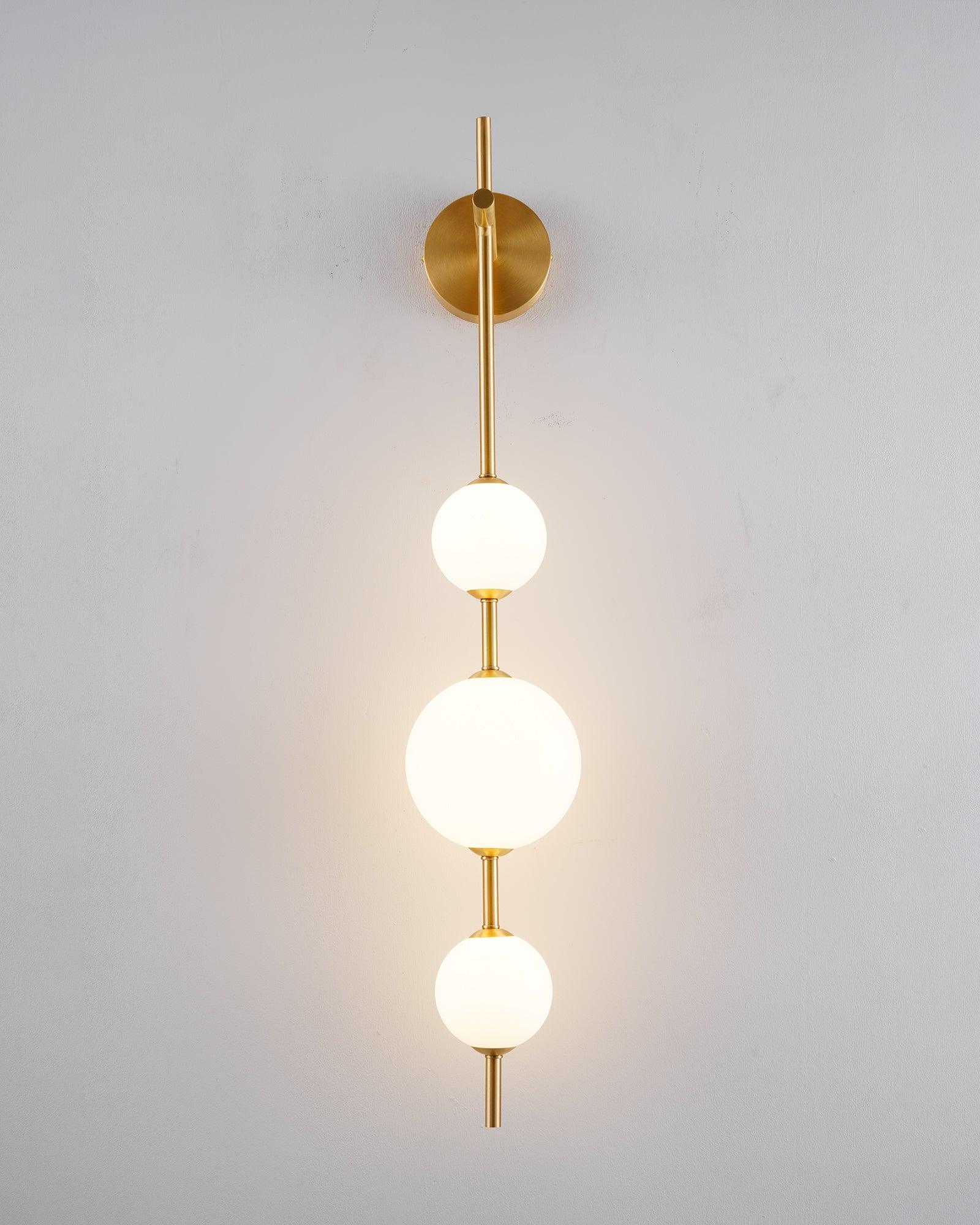 Vertical Wall Light | Dual Frosted Globes Linear Sconce Fixture