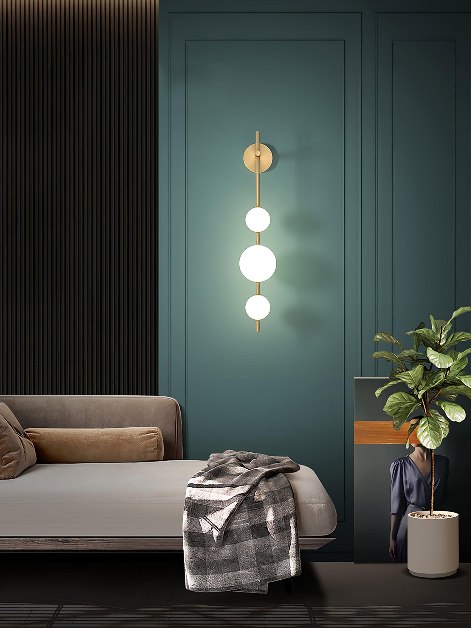 Vertical Wall Light | Dual Frosted Globes Linear Sconce Fixture