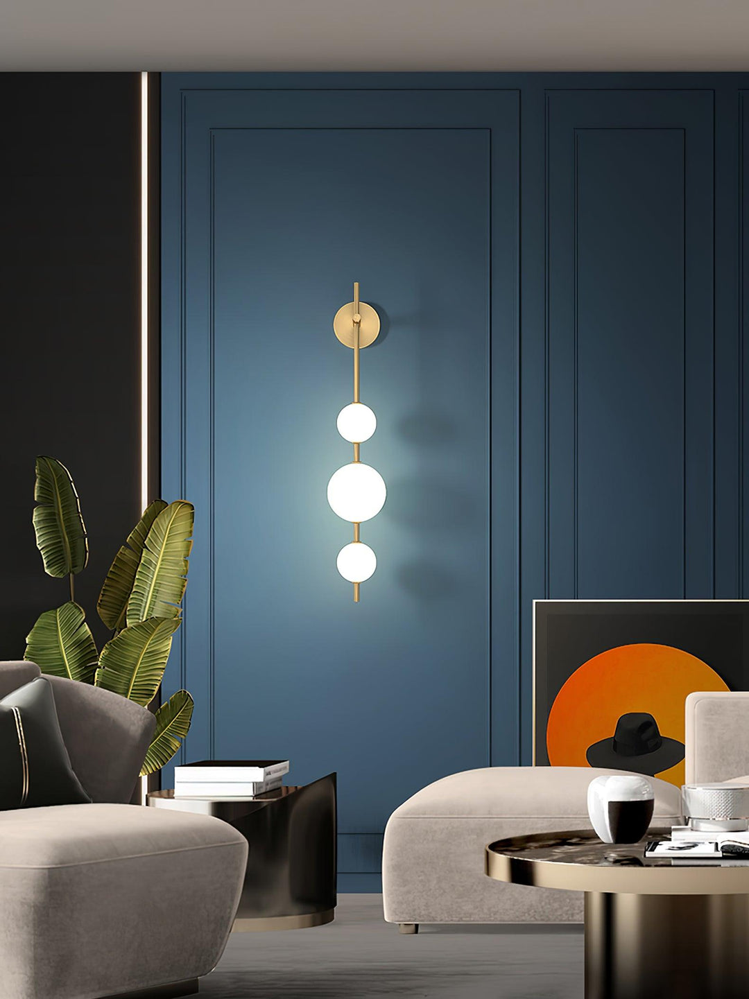 Vertical Wall Light | Dual Frosted Globes Linear Sconce Fixture