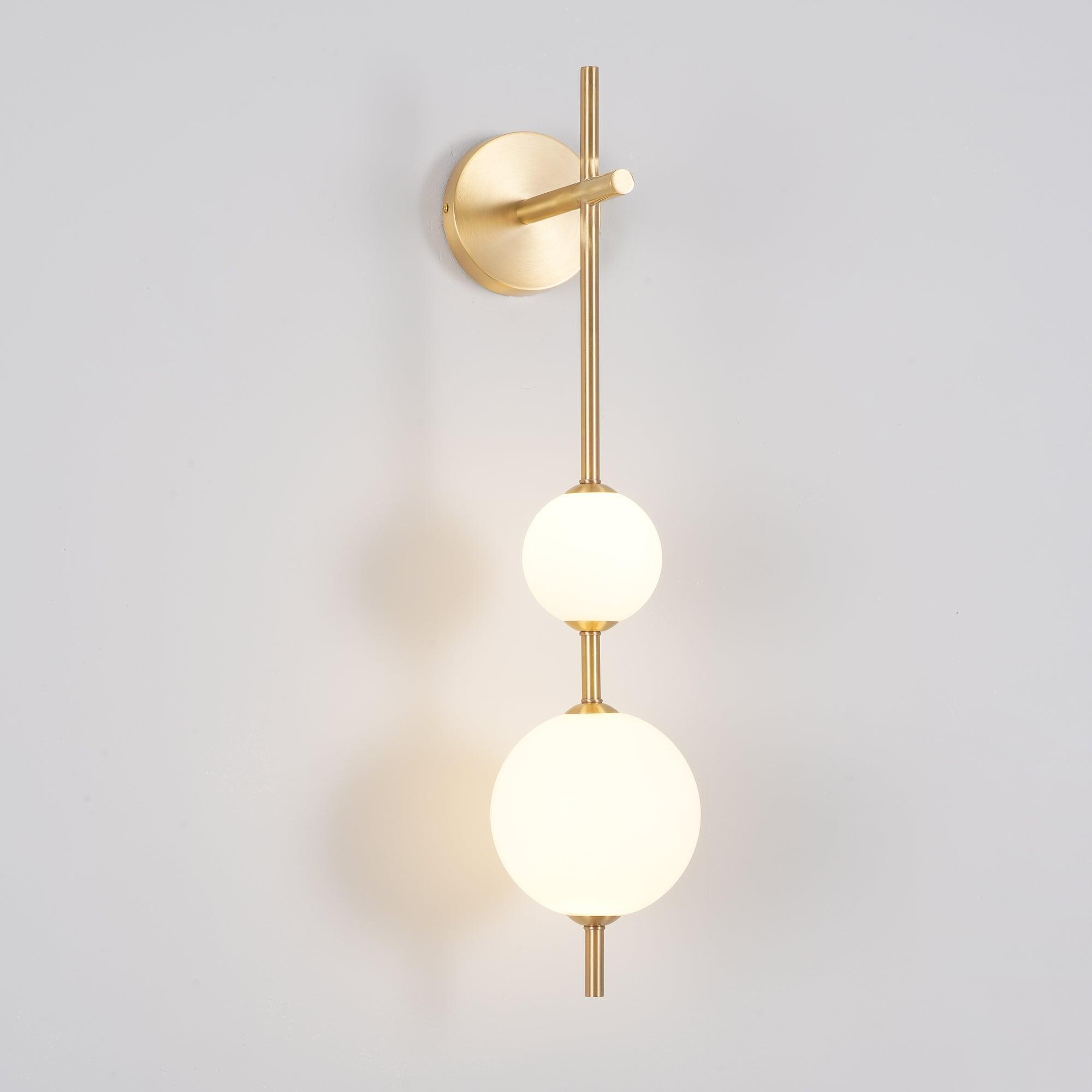 Vertical Wall Light | Dual Frosted Globes Linear Sconce Fixture