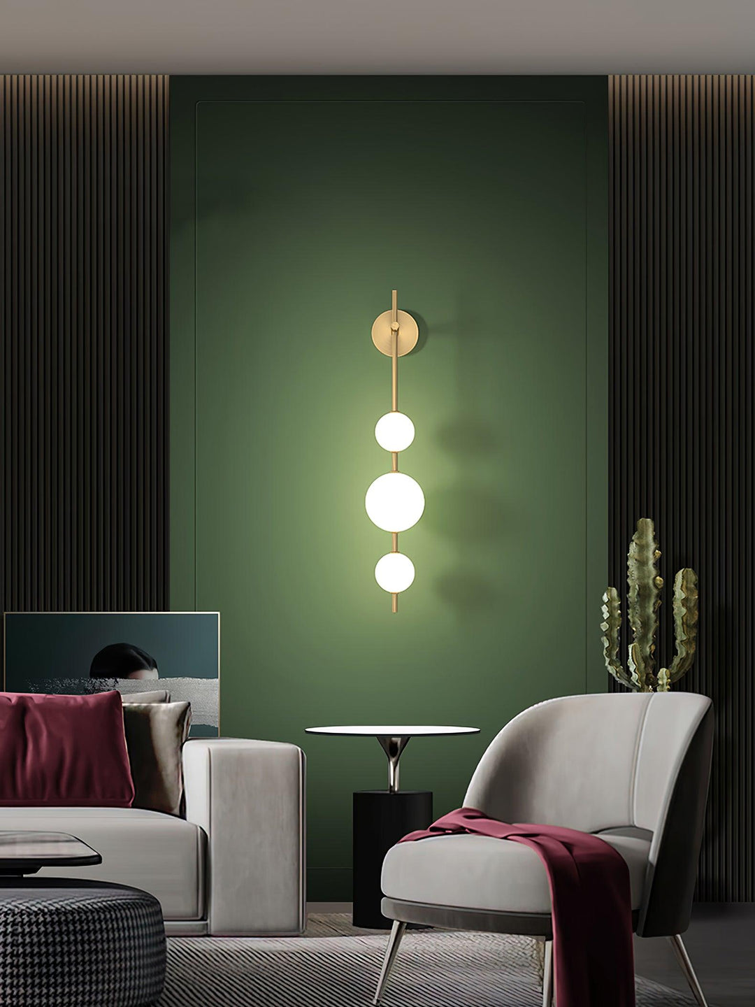 Vertical Wall Light | Dual Frosted Globes Linear Sconce Fixture