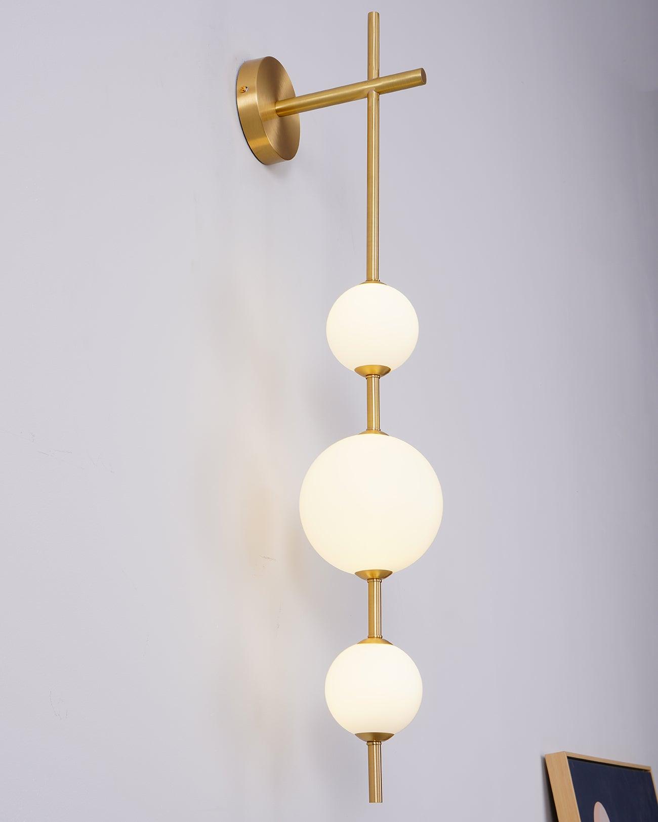 Vertical Wall Light | Dual Frosted Globes Linear Sconce Fixture