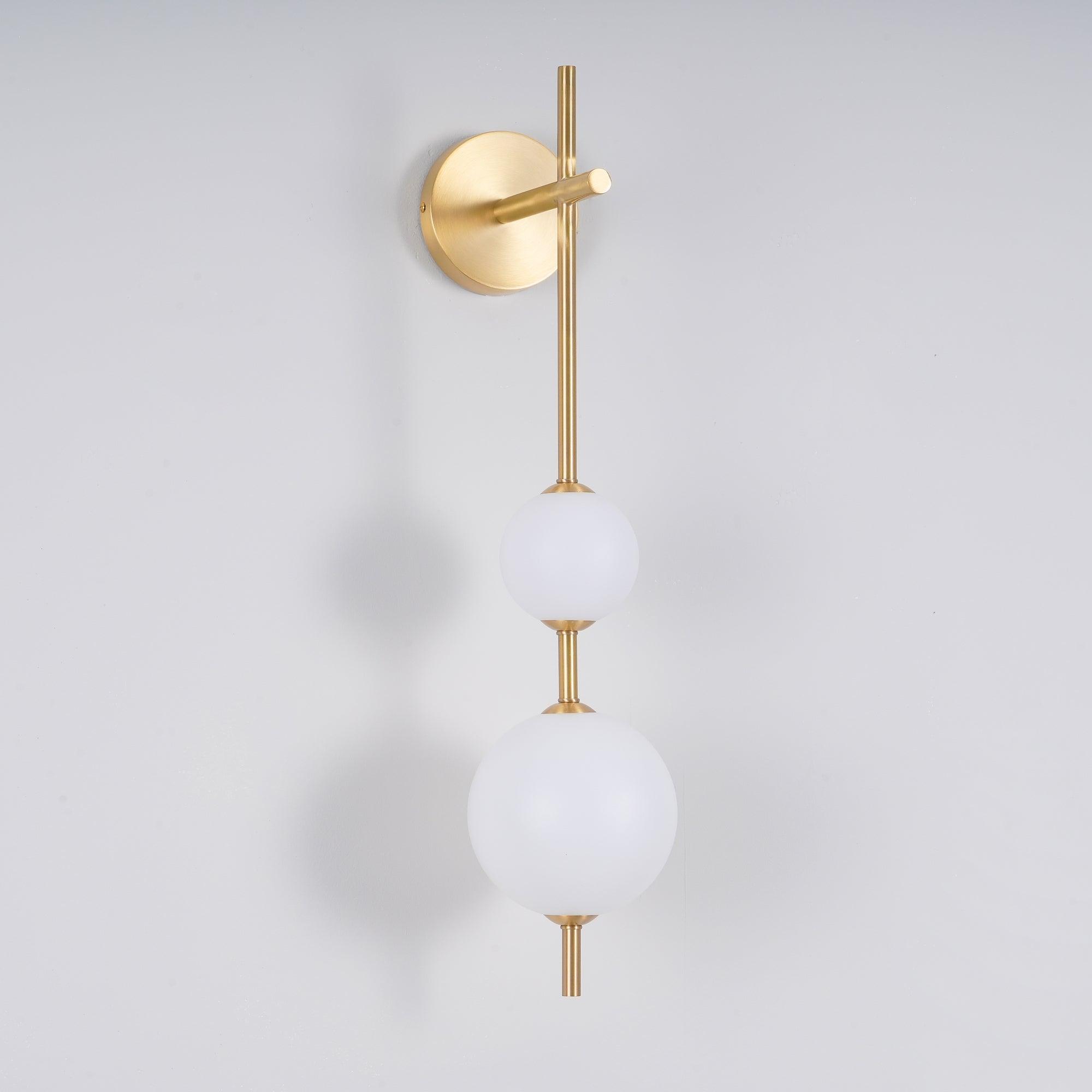 Vertical Wall Light | Dual Frosted Globes Linear Sconce Fixture