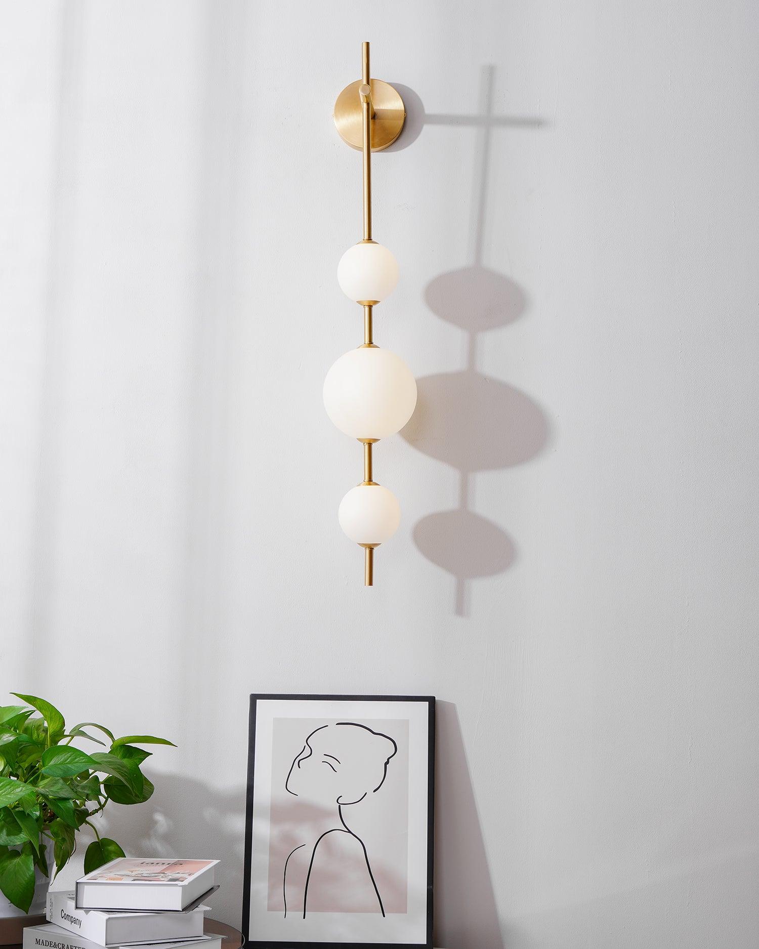 Vertical Wall Light | Dual Frosted Globes Linear Sconce Fixture