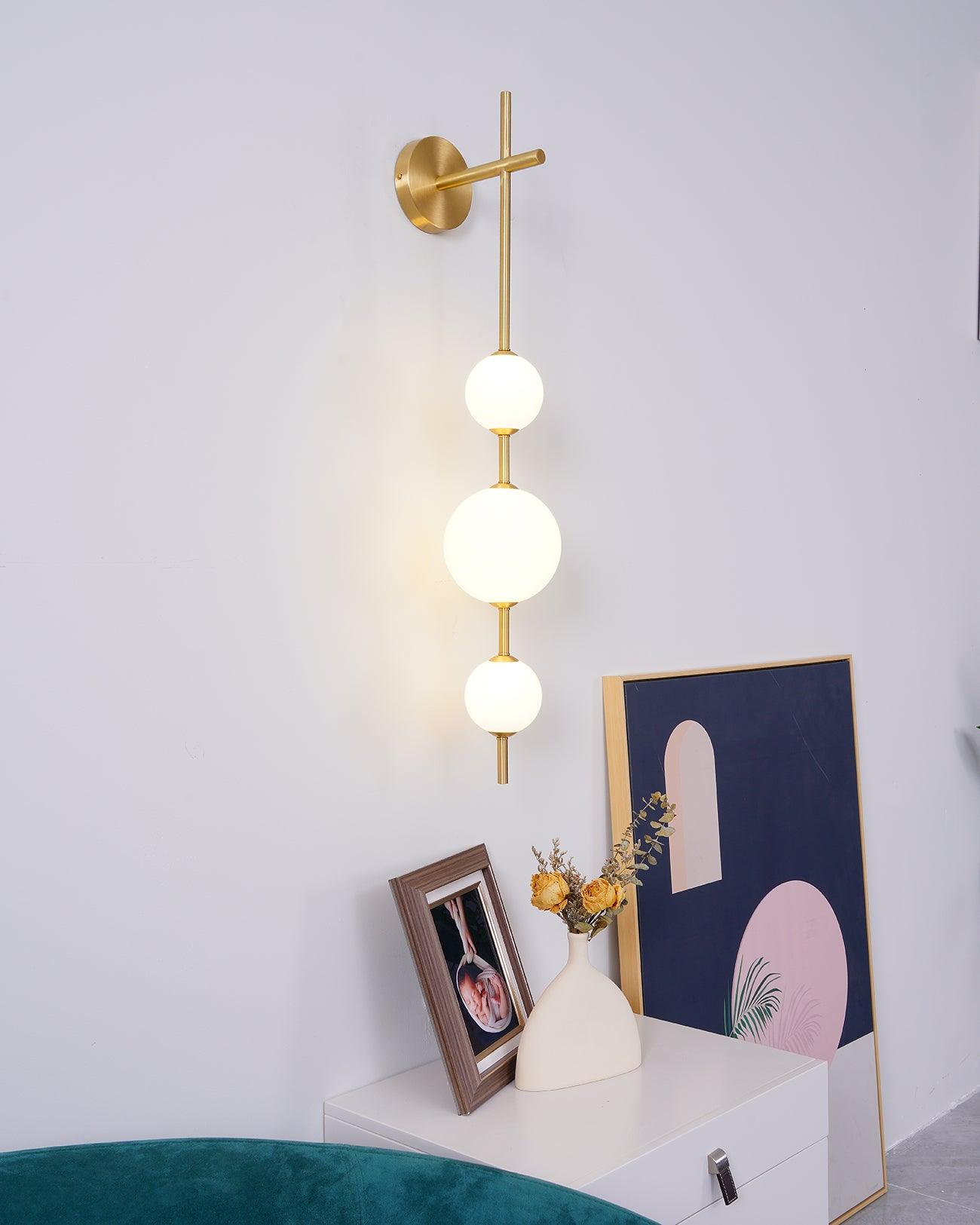 Vertical Wall Light | Dual Frosted Globes Linear Sconce Fixture