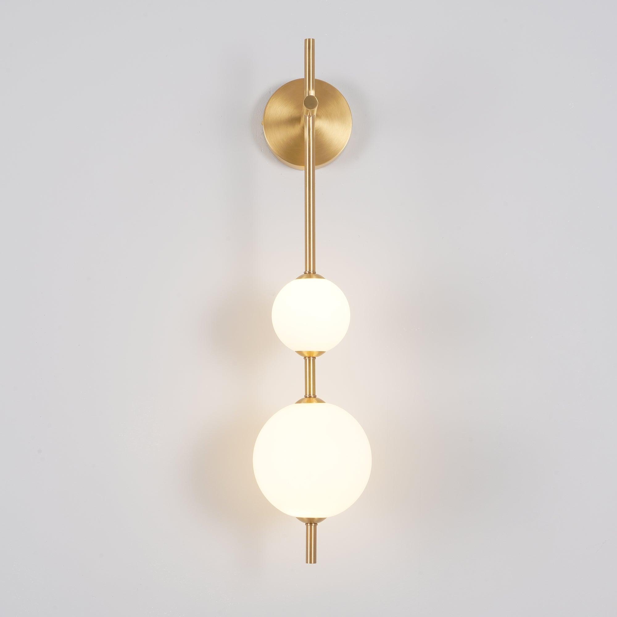 Vertical Wall Light | Dual Frosted Globes Linear Sconce Fixture