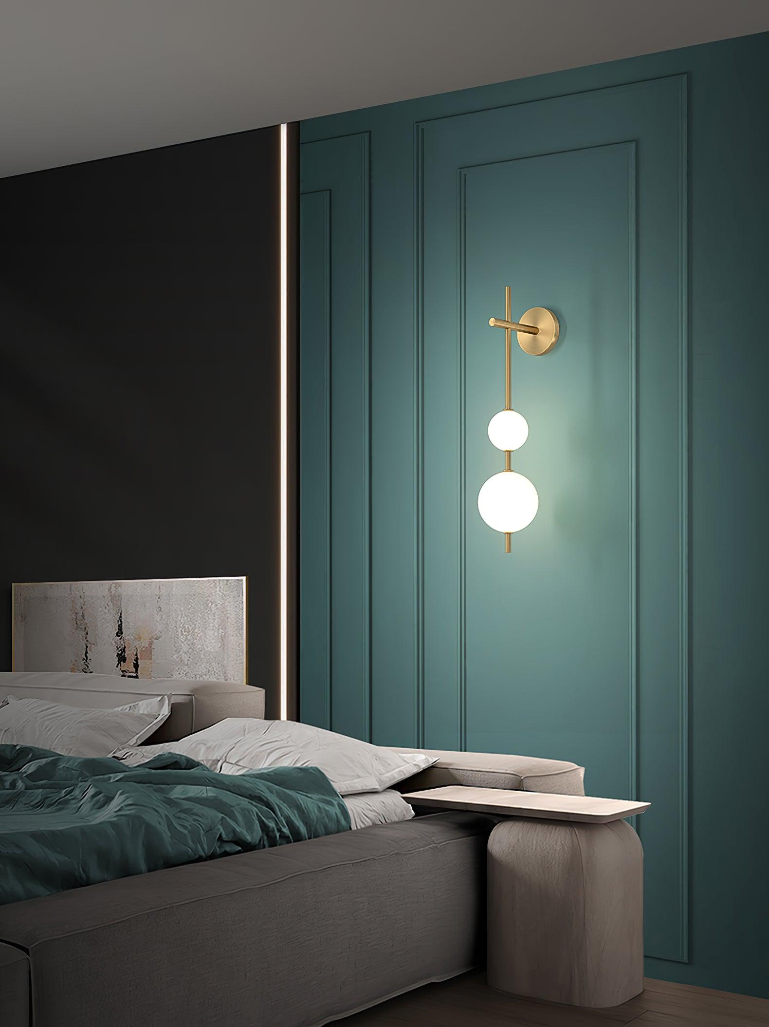 Vertical Wall Light | Dual Frosted Globes Linear Sconce Fixture