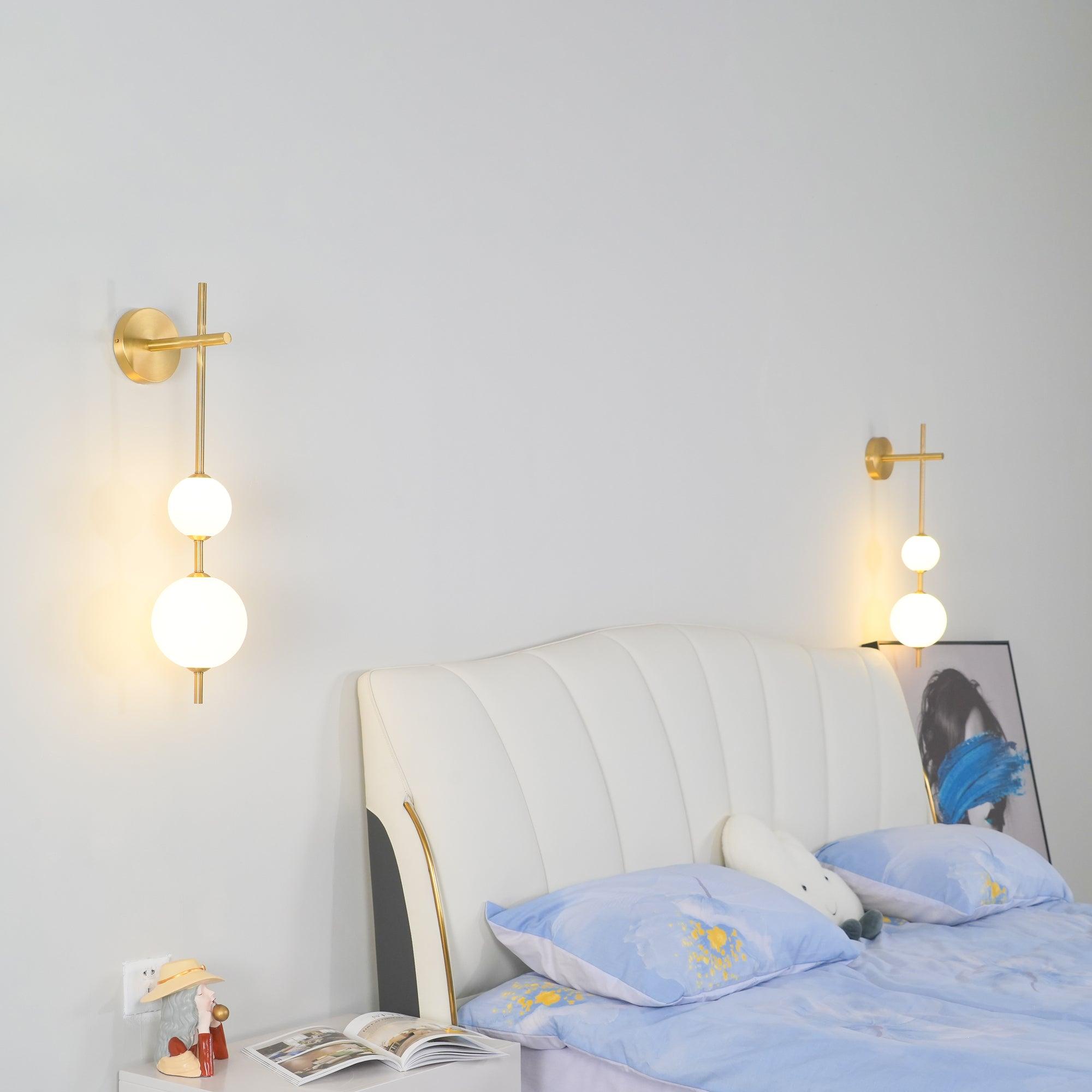 Vertical Wall Light | Dual Frosted Globes Linear Sconce Fixture