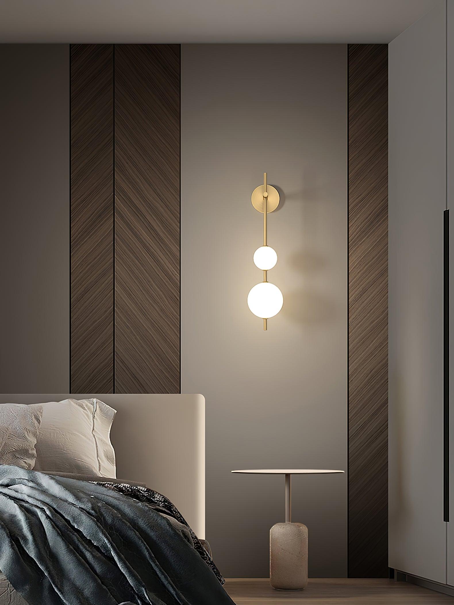 Vertical Wall Light | Dual Frosted Globes Linear Sconce Fixture
