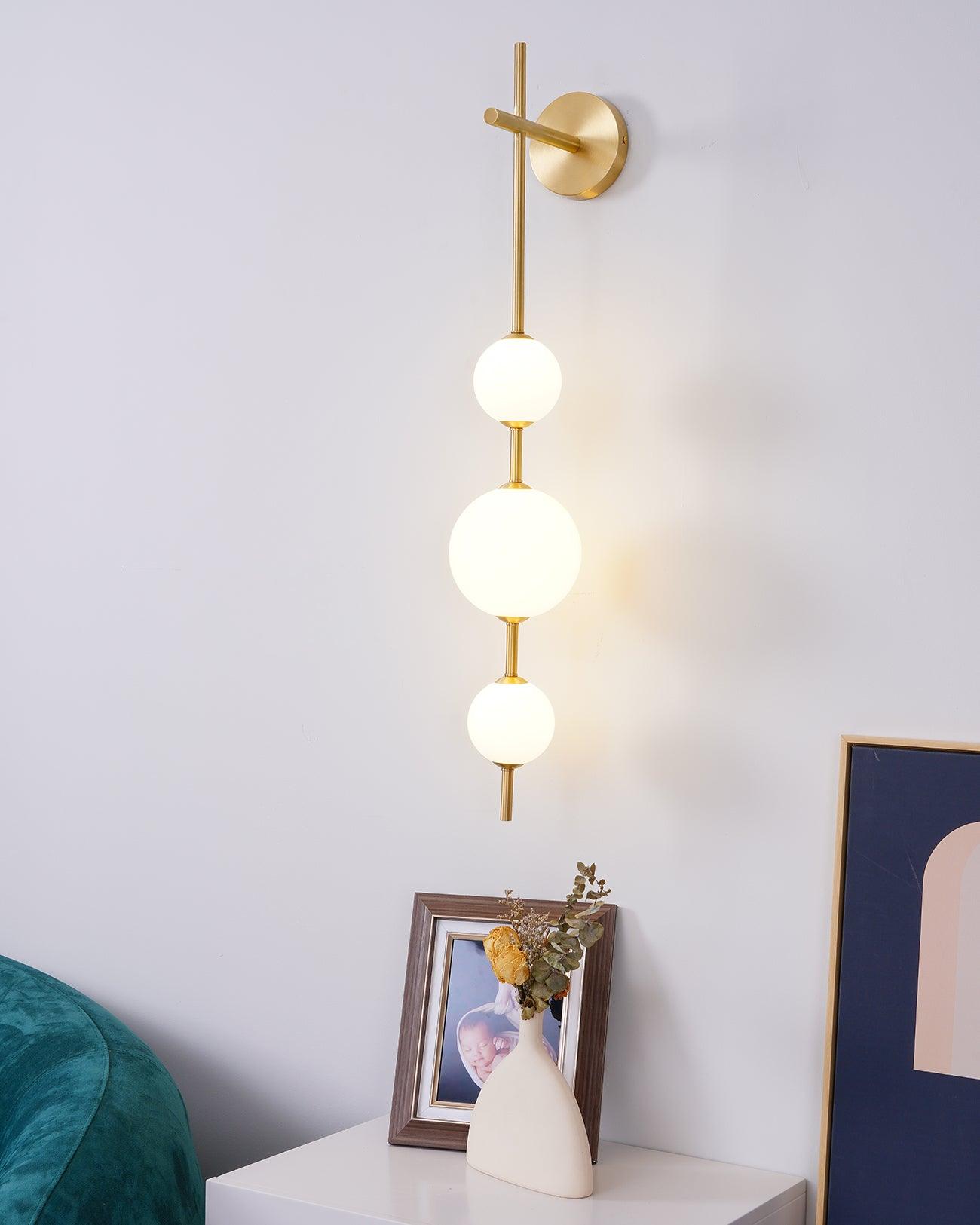 Vertical Wall Light | Dual Frosted Globes Linear Sconce Fixture