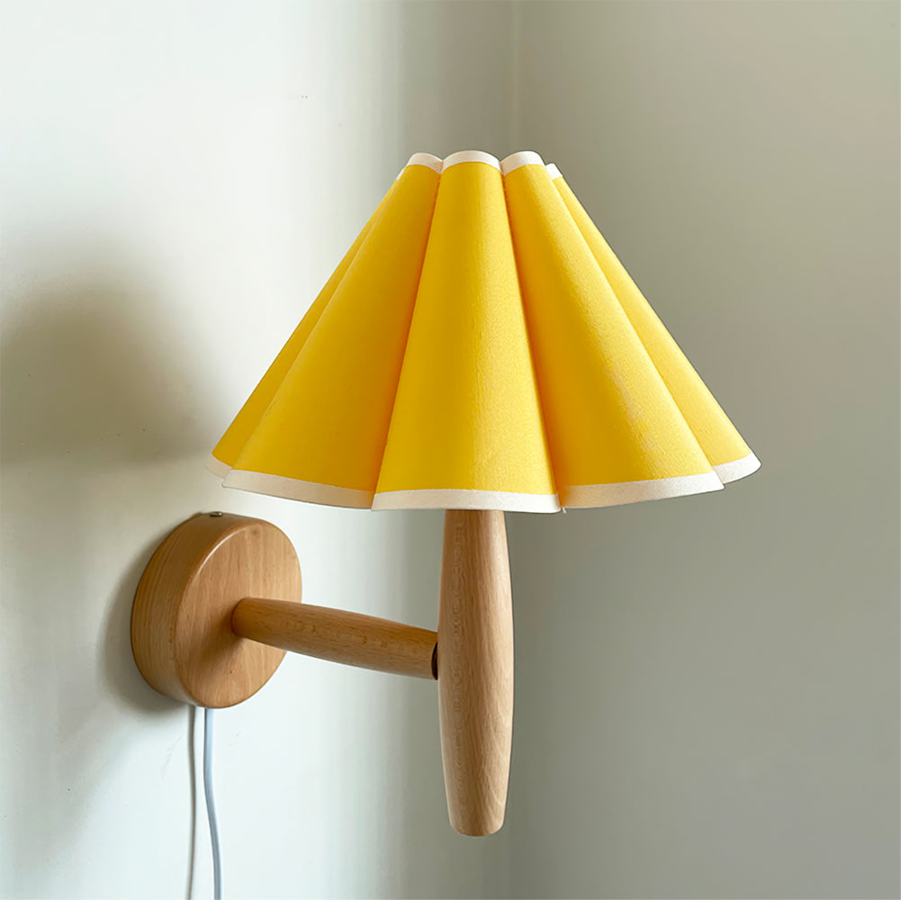 Vintage Wall Light | Pleated Shade Plug In Hanging Cord Sconce