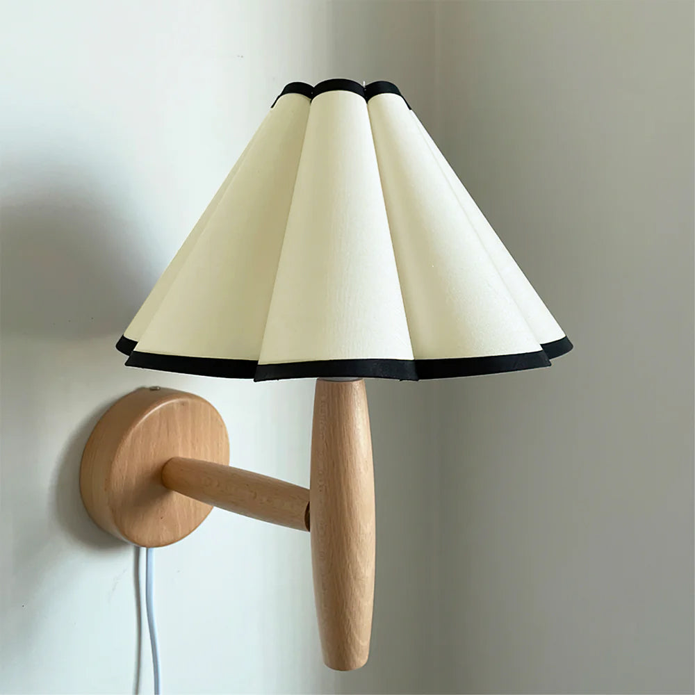 Vintage Wall Light | Pleated Shade Plug In Hanging Cord Sconce