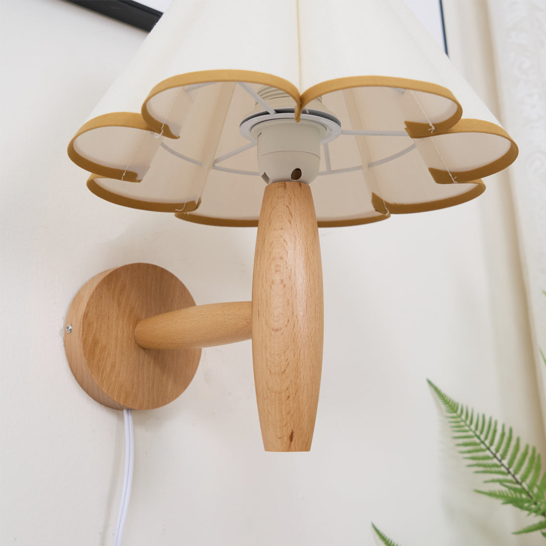 Vintage Wall Light | Pleated Shade Plug In Hanging Cord Sconce