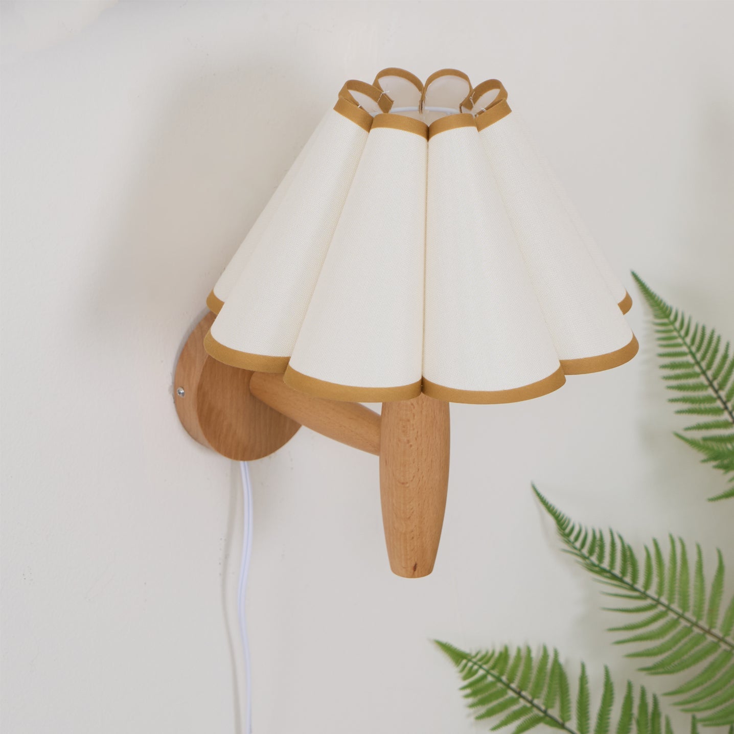 Vintage Wall Light | Pleated Shade Plug In Hanging Cord Sconce