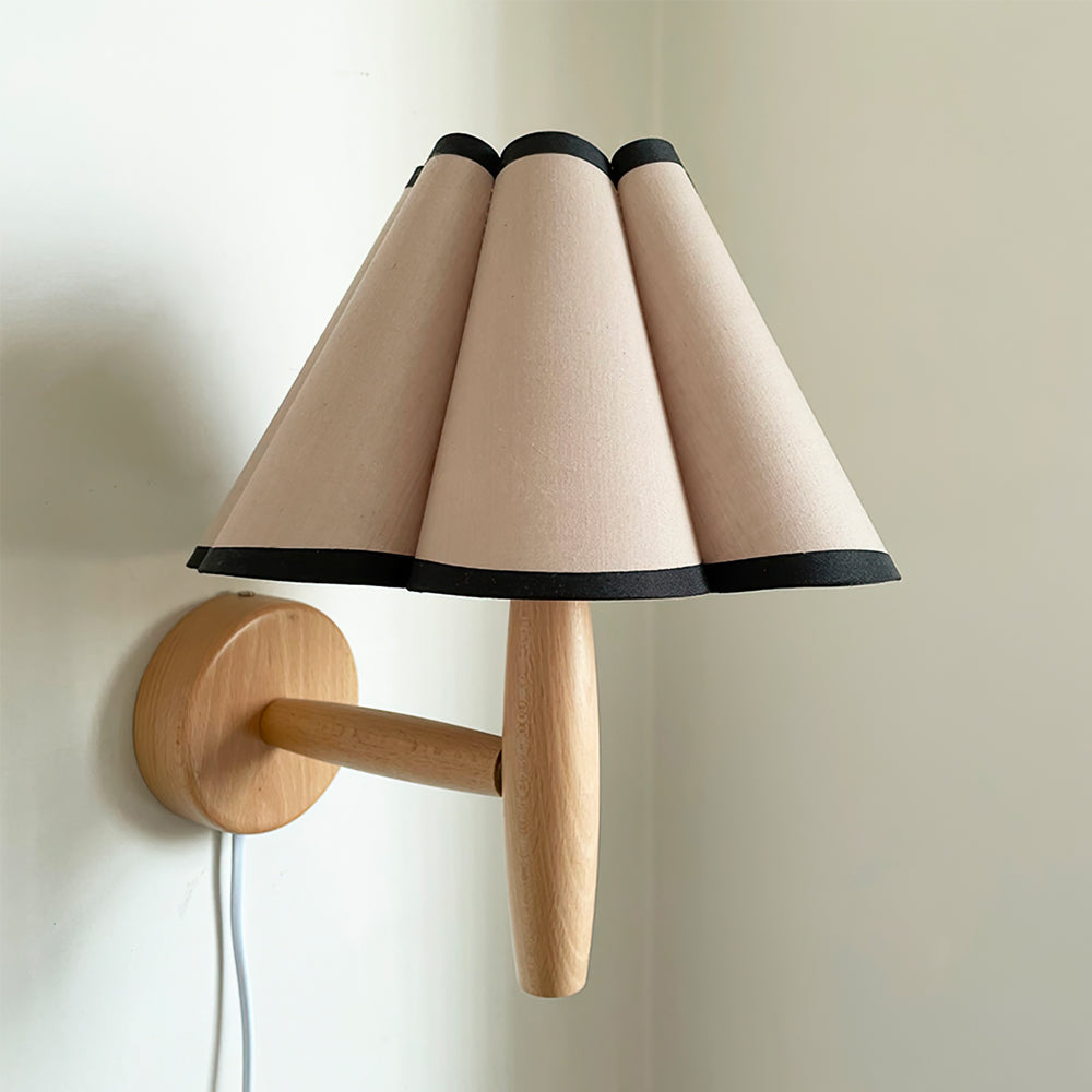 Vintage Wall Light | Pleated Shade Plug In Hanging Cord Sconce