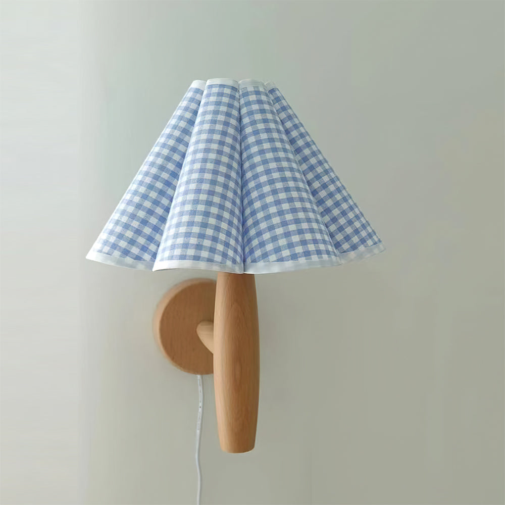 Vintage Wall Light | Pleated Shade Plug In Hanging Cord Sconce