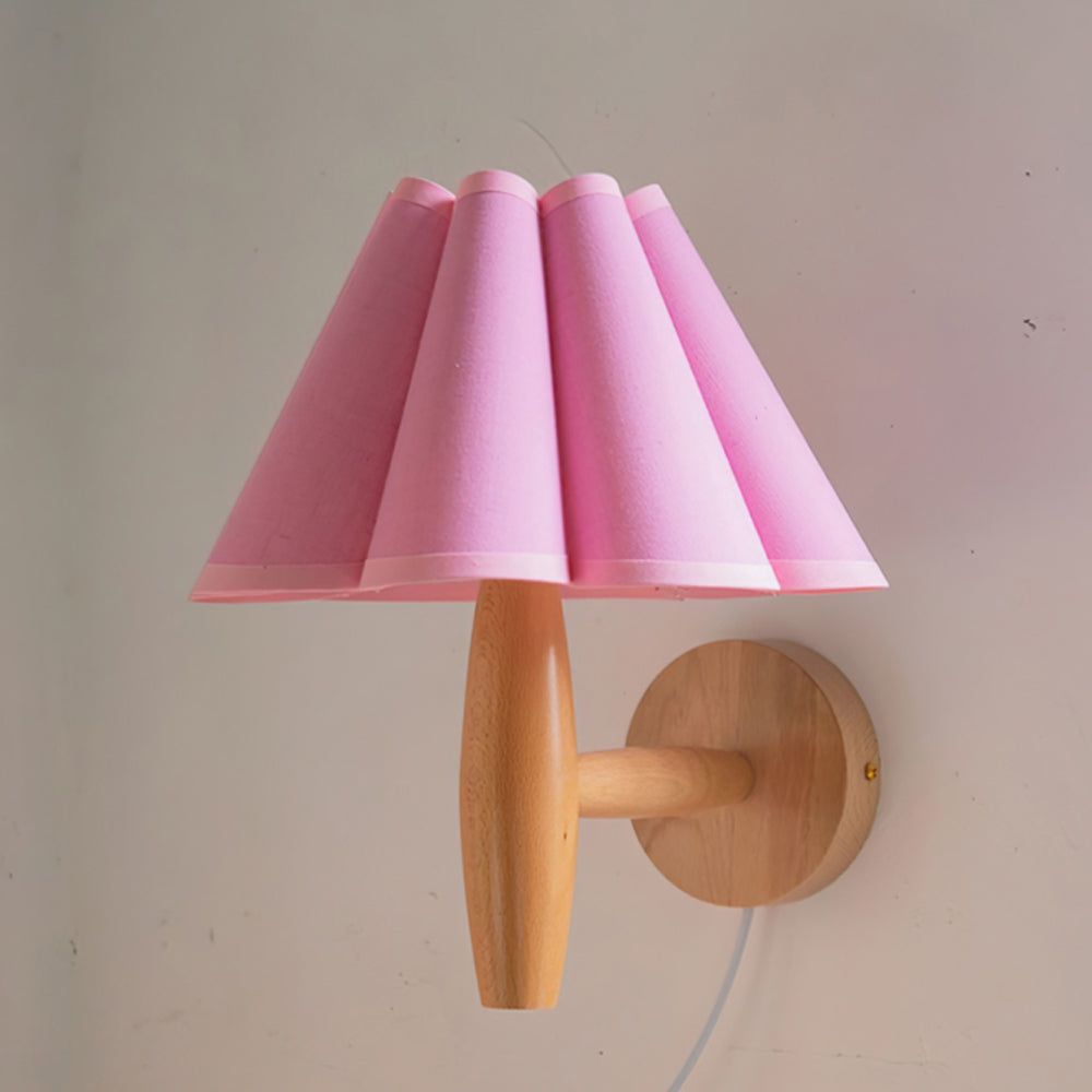 Vintage Wall Light | Pleated Shade Plug In Hanging Cord Sconce