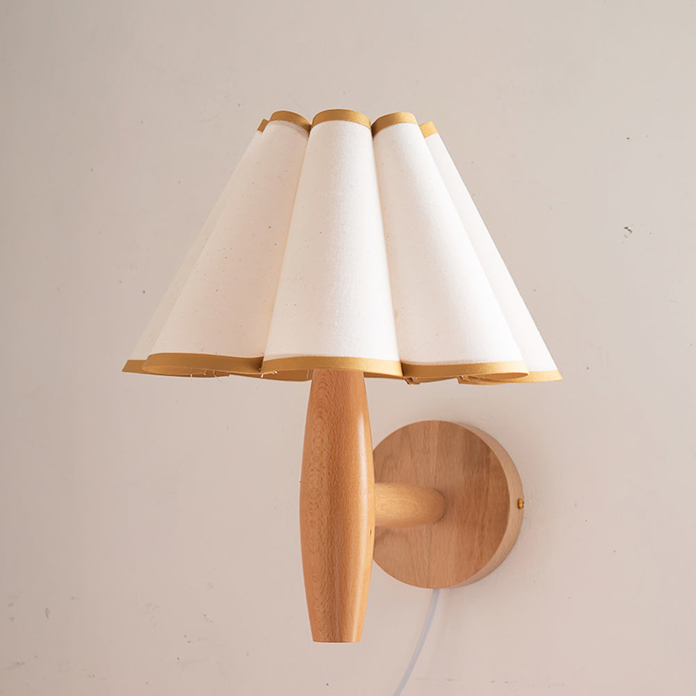 Vintage Wall Light | Pleated Shade Plug In Hanging Cord Sconce