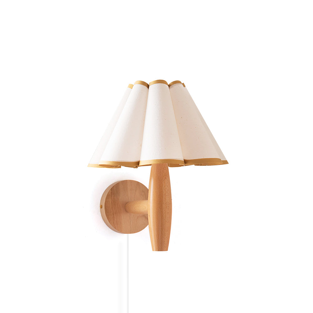 Vintage Wall Light | Pleated Shade Plug In Hanging Cord Sconce