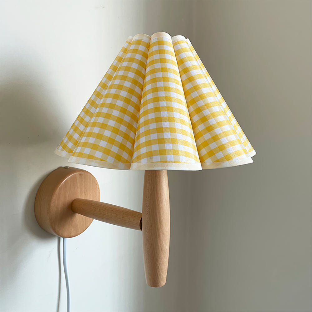 Vintage Wall Light | Pleated Shade Plug In Hanging Cord Sconce