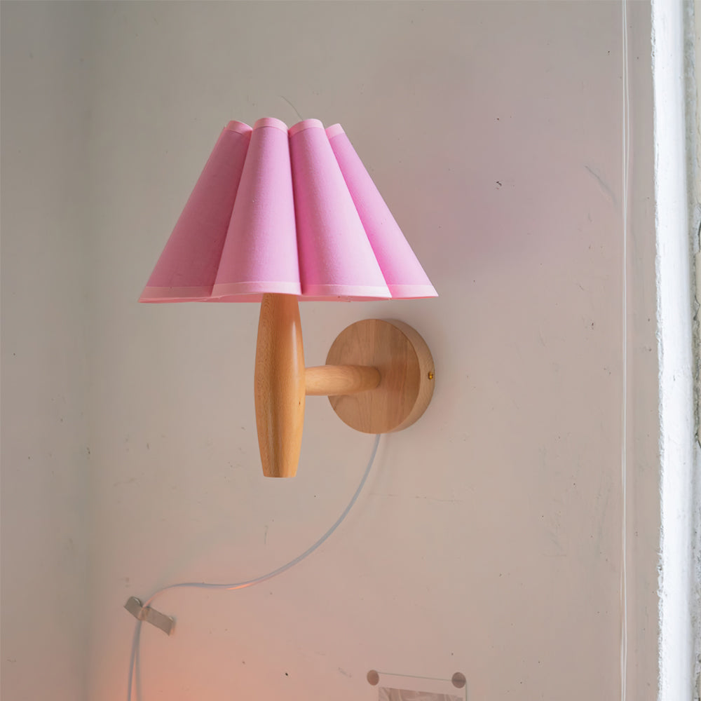 Vintage Wall Light | Pleated Shade Plug In Hanging Cord Sconce