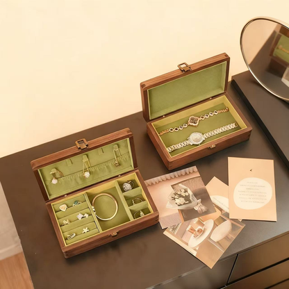 Walnut minimalist jewelry box for rings and earrings