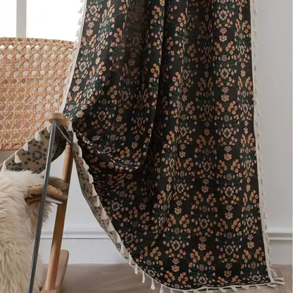 Floral Tassel Weave Curtain Panel