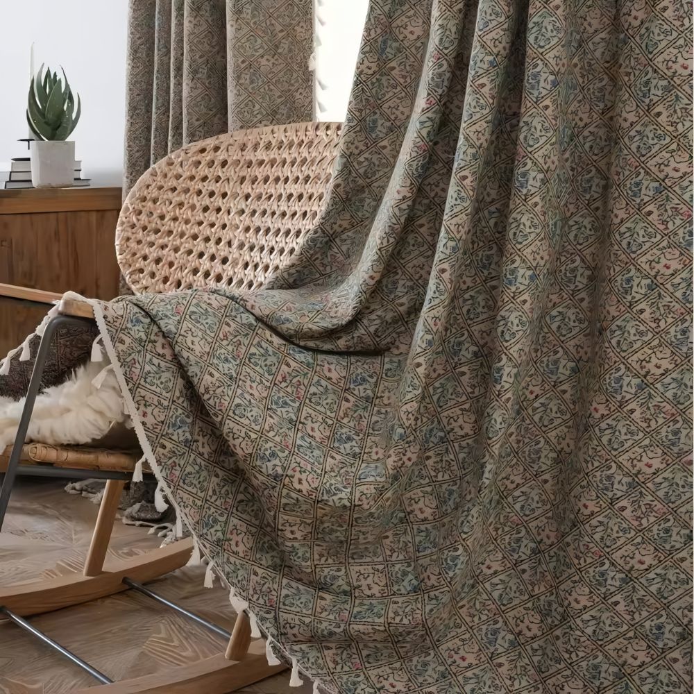 Floral Tassel Weave Curtain Panel