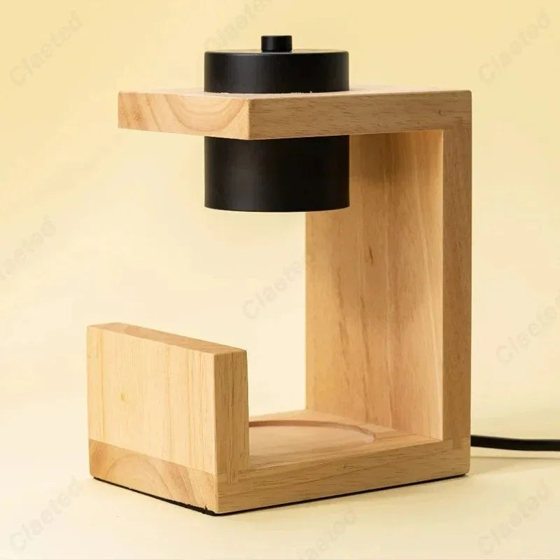Modern Wood Block Candle Warmer Lamp