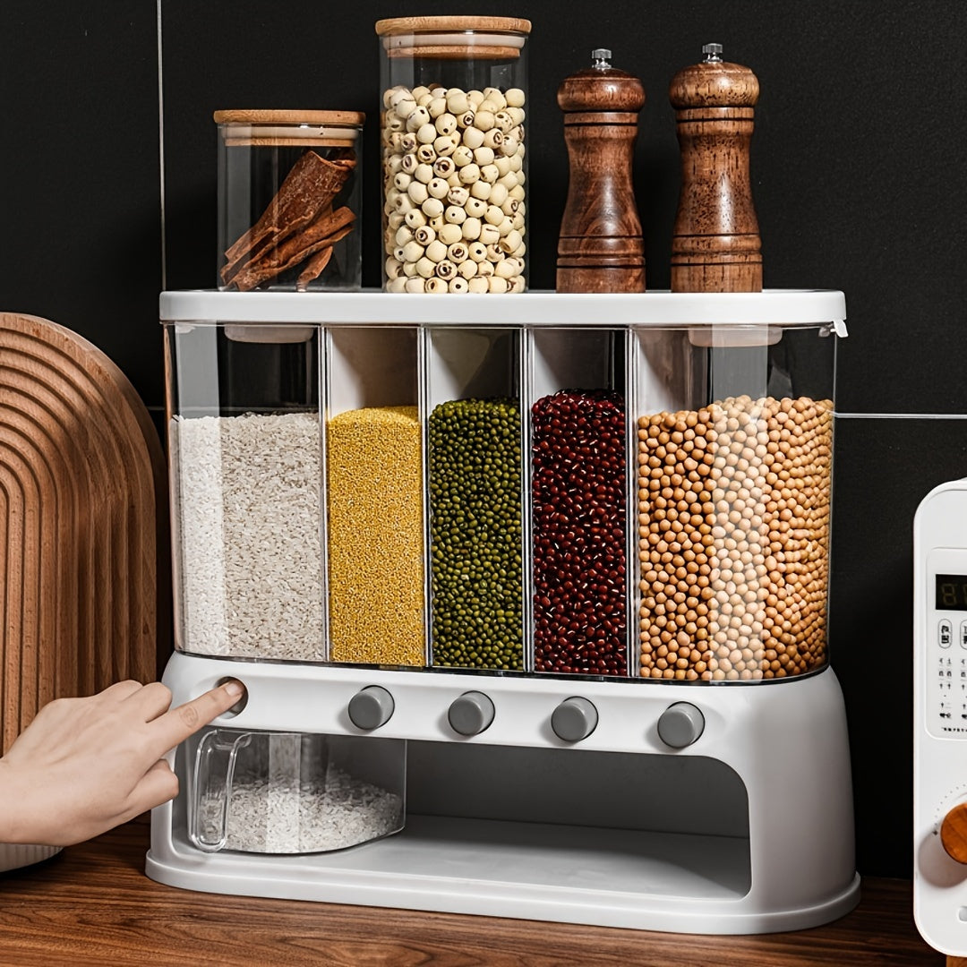 Segmented Kitchen Grain Storage Box | Airtight Pantry Dispenser
