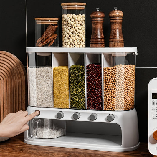 Segmented Kitchen Grain Storage Box | Airtight Pantry Dispenser
