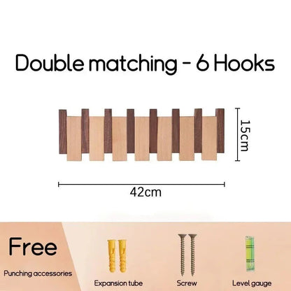 Horizontal Wood Wall Hook Rack