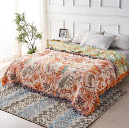 Floral Woven Cotton Blanket