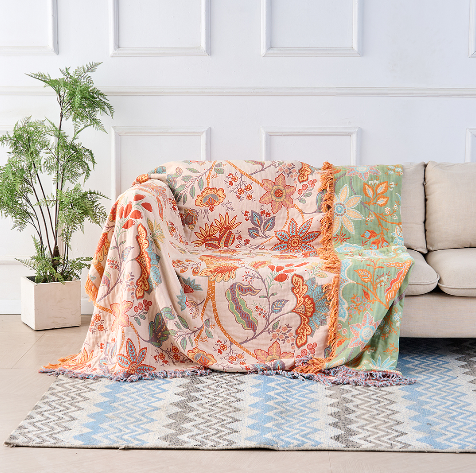 Floral Woven Cotton Blanket