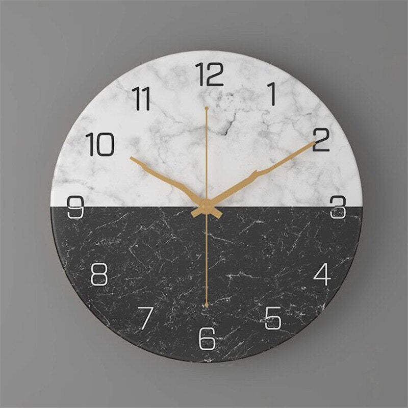 Marble Wall Clock | Modern 30cm Silent Quartz Timepiece