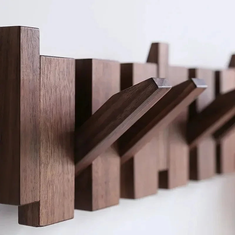 Horizontal Wood Wall Hook Rack
