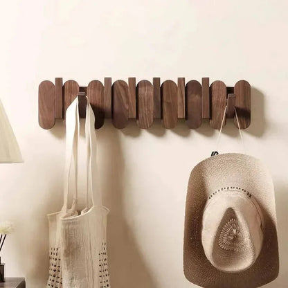 Slatted Wood Wall Coat Rack