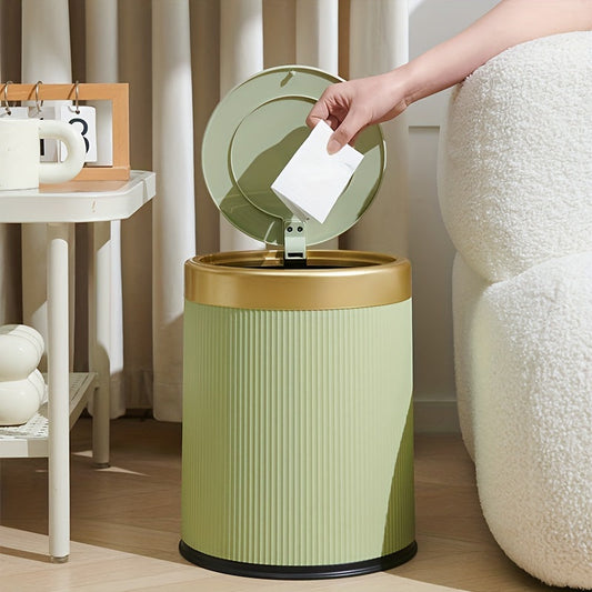 Oval Press Top Trash Can with Dual Inner Bucket
