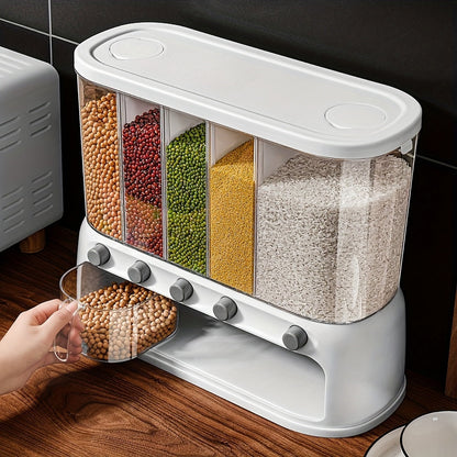 Segmented Kitchen Grain Storage Box | Airtight Pantry Dispenser