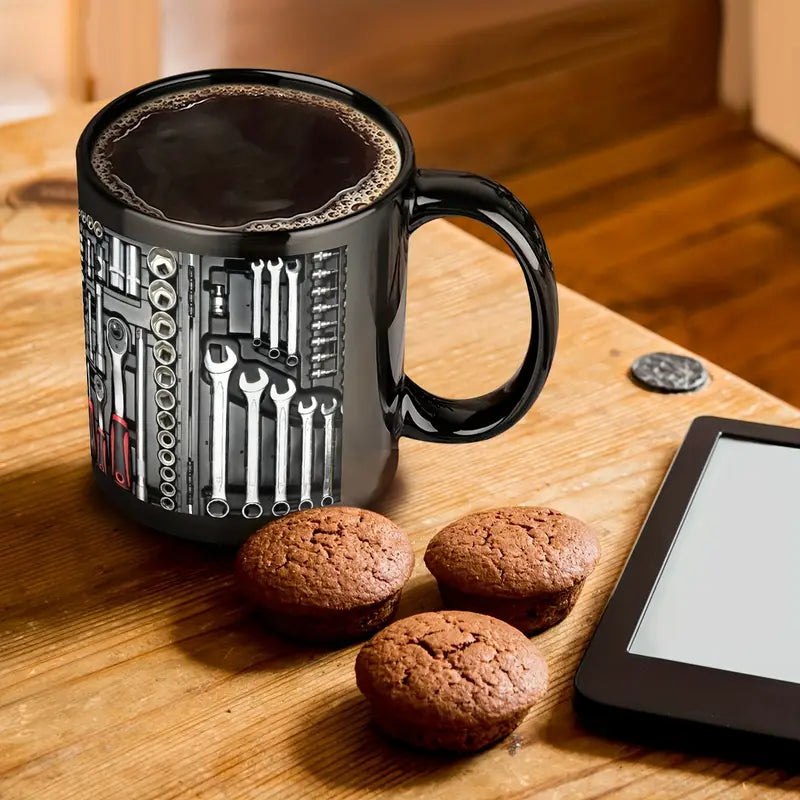 Mechanic Ceramic Coffee Cup | Socket and Wrench Print