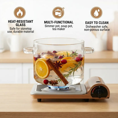 Borosilicate Glass Cooking Pot with Lid