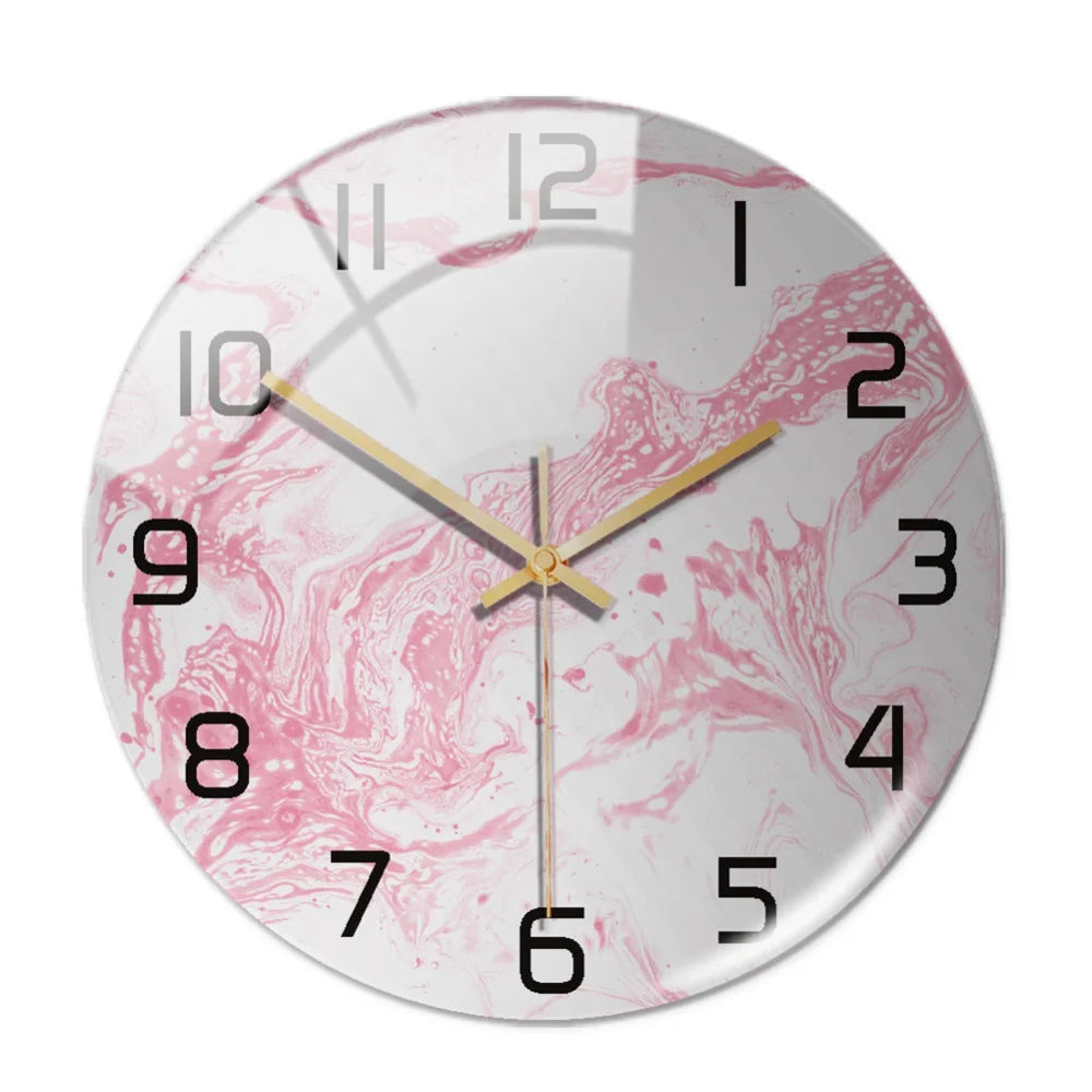 Designer Marble Wall Clock | Modern Green Aesthetic Timepiece