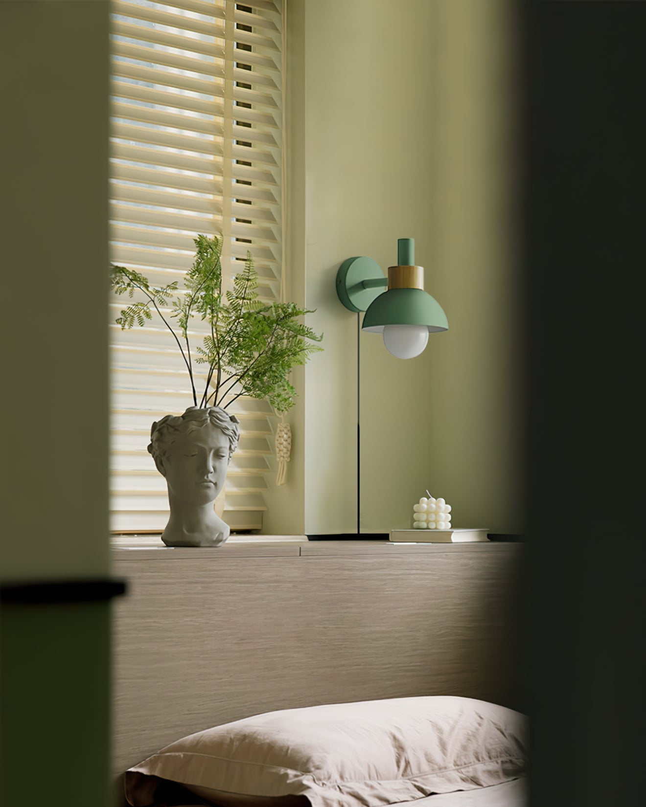Classic Wall Light | Curved Arm Dome Shade Plug In Sconce