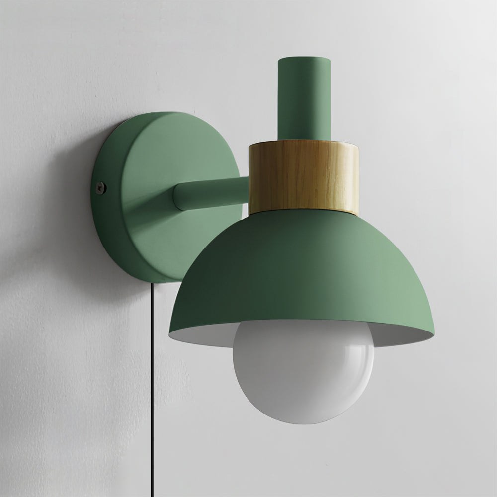 Classic Wall Light | Curved Arm Dome Shade Plug In Sconce